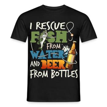 Rettungsfisch Bier Angeln Getränk Fischer Fischer - Männer T-Shirt - Schwarz - Vorne - AI Model Male 178 light (178cm)
