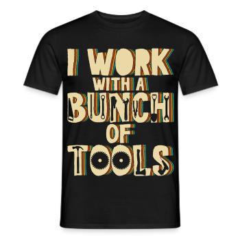 Funny Construction Worker Tools Humor Craftsman - Men's T-Shirt - black - Front - AI Model Male 178 light (178cm)