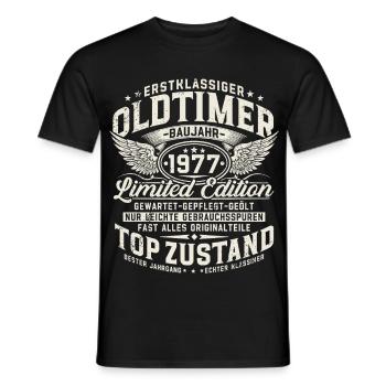 Cadeau d’anniversaire vintage 1977 - T-shirt homme - noir - Devant - AI Model Male 178 light (178cm)