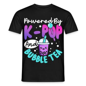 Powered by K-pop Bubble Tea - Men's T-Shirt - black - Front - AI Model Male 178 light (178cm)