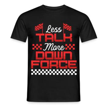 Course automobile Sport Moins de paroles Plus d’appui - T-shirt homme - noir - Devant - AI Model Male 178 light (178cm)