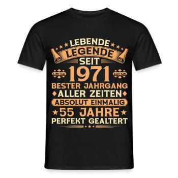 55e anniversaire cadeau de légende vintage 1971 - T-shirt homme - noir - Devant - AI Model Male 178 light (178cm)
