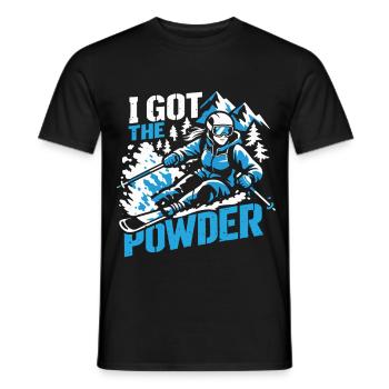I got the Powder | Power Ski Girl - Men's T-Shirt - black - Front - AI Model Male 178 light (178cm)