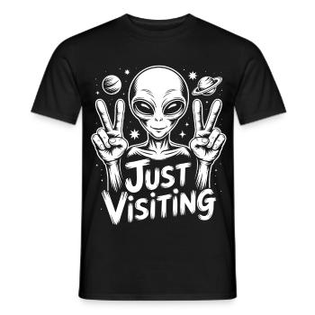 Alien Peace Visitor - Men's T-Shirt - black - Front - AI Model Male 178 light (178cm)