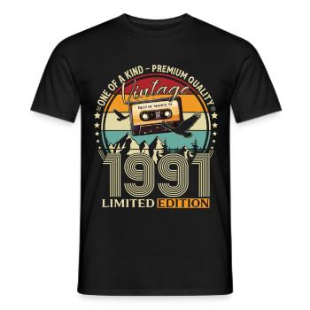 Cadeau du 35e anniversaire Mari Année Mars 1991 - T-shirt homme - noir - Devant - AI Model Male 178 light (178cm)