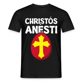 Christos Anesti Griechisches Osterei - Männer T-Shirt - Schwarz - Vorne - AI Model Male 178 light (178cm)