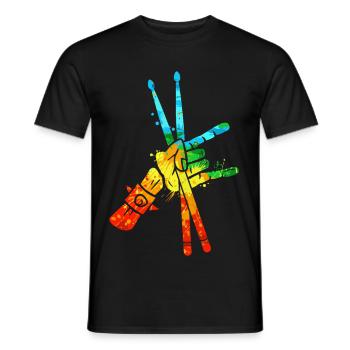 Drums Colorful Drummer Kids Men Drummer - Men's T-Shirt - black - Front - AI Model Male 178 light (178cm)