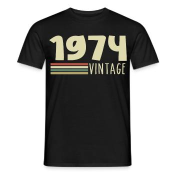 1974-Anniversaire-1974-retro-1974 - T-shirt homme - noir - Devant - AI Model Male 178 light (178cm)