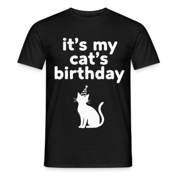 Lustige Katze Geburtstag Partyhut - Männer T-Shirt - Schwarz - Vorne - AI Model Male 178 light (178cm)