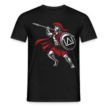 Spartan Spear Attack Mascot Spartan Spear - Men's T-Shirt - black - Front - AI Model Male 178 light (178cm)
