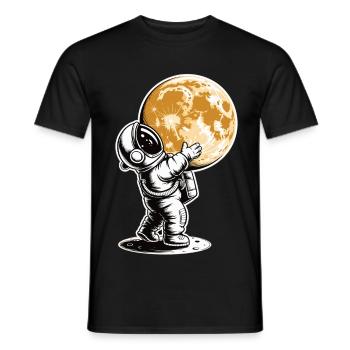 Astronaut umarmt Mond T-Shirt - Männer T-Shirt - Schwarz - Vorne - AI Model Male 178 light (178cm)