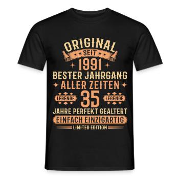 35e anniversaire cadeau de légende vintage 1991 - T-shirt homme - noir - Devant - AI Model Male 178 light (178cm)