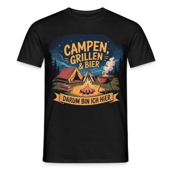 T-shirt bière Camping Grilling - T-shirt homme - noir - Devant - AI Model Male 178 light (178cm)
