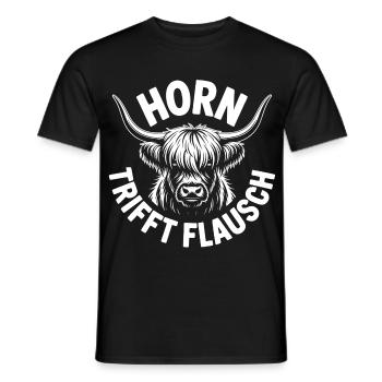 Highlands Horn trifft Flausch - Männer T-Shirt - Schwarz - Vorne - AI Model Male 178 light (178cm)