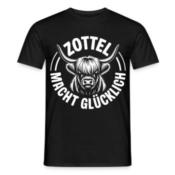 Highlands Highland cattle shaggy makes you happy - Men's T-Shirt - black - Front - AI Model Male 178 light (178cm)