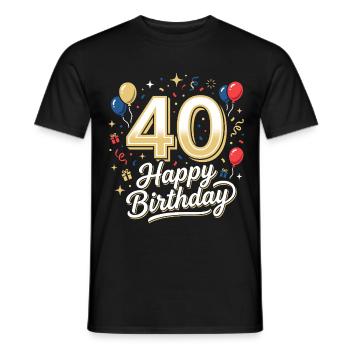 40. Geburtstag 40 Jahre Happy Birthday Geschenk - Männer T-Shirt - Schwarz - Vorne - AI Model Male 178 light (178cm)