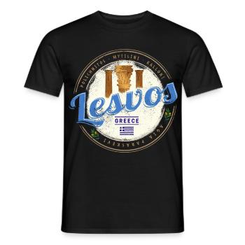 Lesbos Insel in Griechenland Retro Urlaub Souvenir - Männer T-Shirt - Schwarz - Vorne - AI Model Male 178 light (178cm)