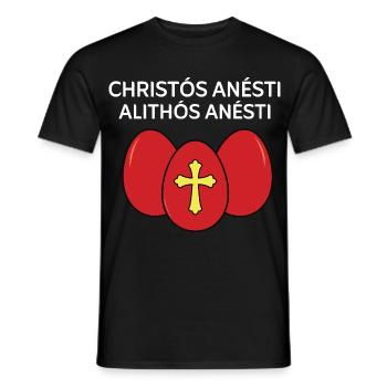 Christos Anesti Alithos Anesti Griechisches Ostern - Männer T-Shirt - Schwarz - Vorne - AI Model Male 178 light (178cm)