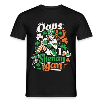 Oups, je fais des bêtises La fille de la Leprechaun St Patrick - T-shirt homme - noir - Devant - AI Model Male 178 light (178cm)