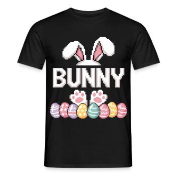Easter Bunny Bunny Shirt – Retro Pixel Easter Motif - Men's T-Shirt - black - Front - AI Model Male 178 light (178cm)