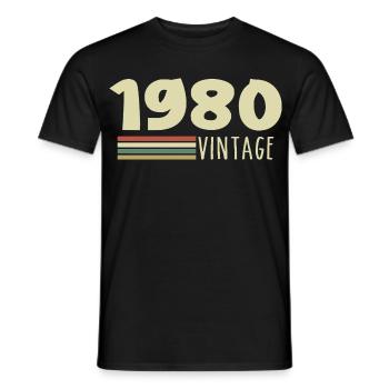 1980-Anniversary-1980-Retro-1980 - Men's T-Shirt - black - Front - AI Model Male 178 light (178cm)