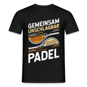 Padel Team UNBEATABLE TOGETHER IN PADEL - Men's T-Shirt - black - Front - AI Model Male 178 light (178cm)