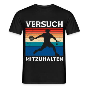 Jeu de padel ESSAIE DE SUIVRE Rétro Drôle - T-shirt homme - noir - Devant - AI Model Male 178 light (178cm)