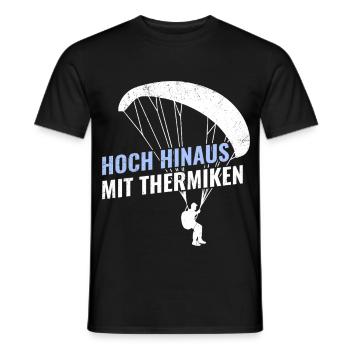 Paraglider HIGH UP WITH THERMALS Funny - Men's T-Shirt - black - Front - AI Model Male 178 light (178cm)