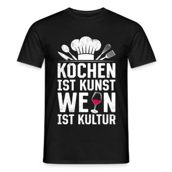 Chef COOKING IS AN ART WINE IS CULTURE - Men's T-Shirt - black - Front - AI Model Male 178 light (178cm)