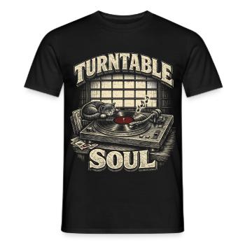 Collectionneur de vinyles, collectionneur de platine, Soul - T-shirt homme - noir - Devant - AI Model Male 178 light (178cm)