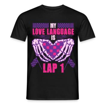 Le langage de l’amour dans la course automobile est le premier tour - T-shirt homme - noir - Devant - AI Model Male 178 light (178cm)