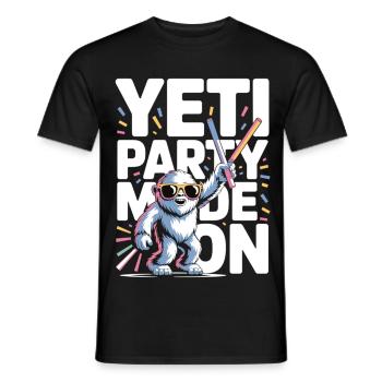 Yeti Party Mode – Funny Party Monster - Men's T-Shirt - black - Front - AI Model Male 178 light (178cm)