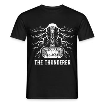 The Thunderer Thor's Hammer Mjölnir Lightning - Men's T-Shirt - black - Front - AI Model Male 178 light (178cm)