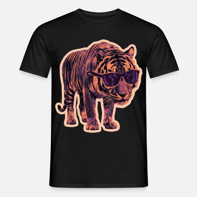 Tiger Sonnenbrille Risographie - Männer T-Shirt - Schwarz