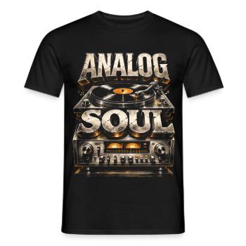 Collectionneur de vinyles, collectionneur de disques Analog Soul - T-shirt homme - noir - Devant - AI Model Male 178 light (178cm)