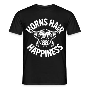 Horns Hair Happiness Highlands - Männer T-Shirt - Schwarz - Vorne - AI Model Male 178 light (178cm)