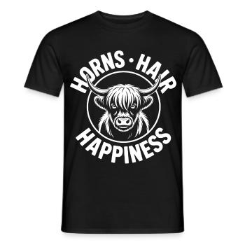 Horns Hair Happiness Highlands - Männer T-Shirt - Schwarz - Vorne - AI Model Male 178 light (178cm)
