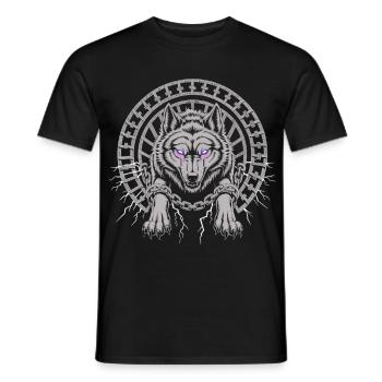 Wolf Symbol T-Shirt – Wolf Head Power Motif - Men's T-Shirt - black - Front - AI Model Male 178 light (178cm)
