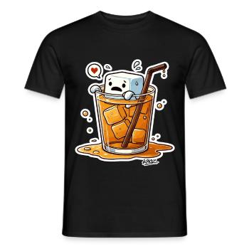 Eiswürfel mit Herz im Getränk Cartoon - Men's T-Shirt - black - Front - AI Model Male 178 light (178cm)