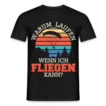 Gleitschirmfliegen WARUM LAUFEN Lustiges - Männer T-Shirt - Schwarz - Vorne - AI Model Male 178 light (178cm)