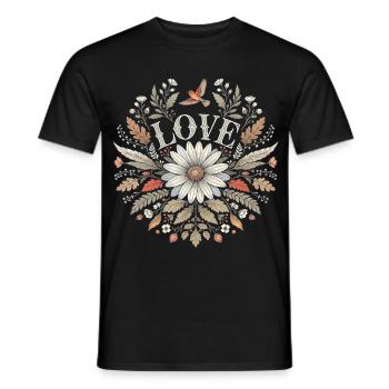 Love Flower Motif Gift for Lovers Partner - Men's T-Shirt - black - Front - AI Model Male 178 light (178cm)