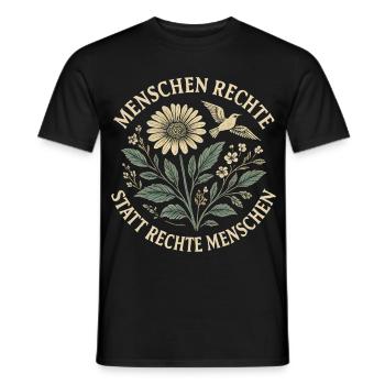 Menschenrechte Shirt Sticker für Demokratie Fans - Männer T-Shirt - Schwarz - Vorne - AI Model Male 178 light (178cm)