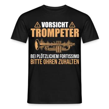 Vorsicht Trompeter Fortissimo Ohren zuhalten - Männer T-Shirt - Schwarz - Vorne - AI Model Male 178 light (178cm)