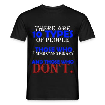 Blague binaire : 10 types de personnes - T-shirt homme - noir - Devant - AI Model Male 178 light (178cm)