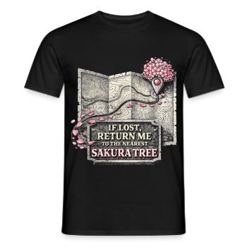 Cherry Blossom Sakura Cherry Blossom - Men's T-Shirt - black - Front - AI Model Male 178 light (178cm)