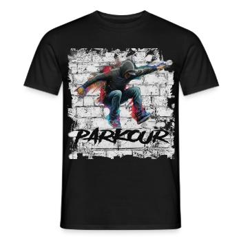 Parkour - Men's T-Shirt - black - Front - AI Model Male 178 light (178cm)