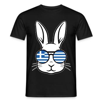 Greek Easter Greek Flag Easter Rabbit Bunny - Men's T-Shirt - black - Front - AI Model Male 178 light (178cm)
