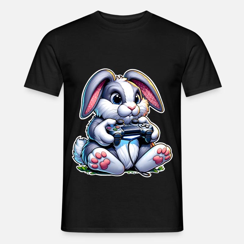Gamer Hase mit Controller - Männer T-Shirt - Schwarz