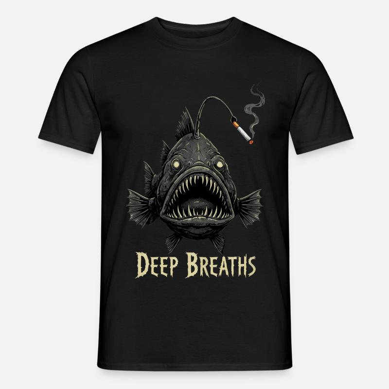 Tief durchatmen Zigarette Anglerfisch - Männer T-Shirt - Schwarz