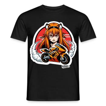Tiger Rider Motorcycle Girl - Men's T-Shirt - black - Front - AI Model Male 178 light (178cm)